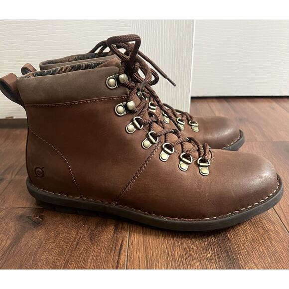 BORN Blaine Brown Leather Water-Resistant Lace-Up Hiking Walking Boots - Picture 6 of 12